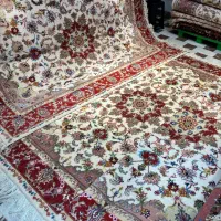 فرش دستباف ۳ تخته ۶ متری کرم کاشمر یکجور دستبافت