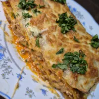 لازانیا خانگی مرغ و خامه