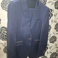 پک کت و شلوار  ست آبی نفتی کفش و کمربند و کروات