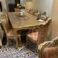مبل استیل ۷‌نفره نهار خوری۱۰ نفره ‌و دو میزباندوگل