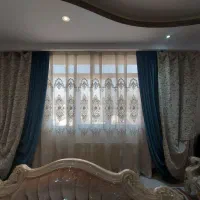 پرده تور ترک  سنگ دوزی شده  با والان مخمل وشانل