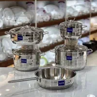 سرویس قابلمه کرکماز 9 پارچه استیل درب پیرکس ترکیه