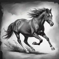 نقاشی سیاه قلم اسب