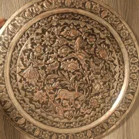 سینی مسی قلم کاری کار دست عتیقه