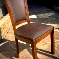 میز بار و صندلی چوب و چرم دست دوم