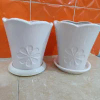 گلدان سرامیکی طرحدار سفید