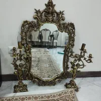 آبنه و شمعدان برنزی آنتیک