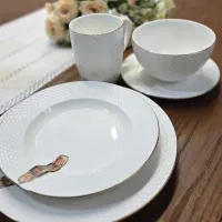 سرویس چینی ۱۲ نفره ۶۰پارچه خارجی اروپا سفید برجسته