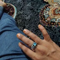انگشتر نقره،نگین جواهری توپاز آبی