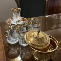 ست چای خوری طلایی با طرح خورشیدی