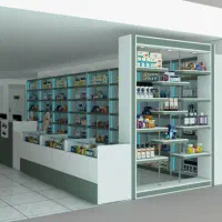 دکور مغازه 4دکور داروخانه 6قفسه ویترین3 میزکانتر