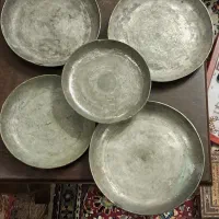 5عدد ظرف دوران قاجار مسی ودارای مهر