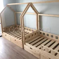 تخت چوبی کودک و نوجوان.کلبه چوبی.مونتسوری.تخت کودک