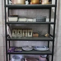 قفسه چوبی فلزی خاکستری (جایگزین کابینت)