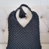 کیف مشکی مکرومه کار دست