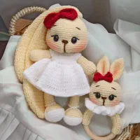 عروسک بافتنی سیسمونی جغجغه و ...
