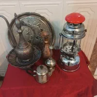چراغ زنبوری نفتی برنجی قوری روسی سینی ورشو
