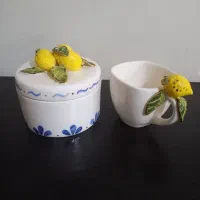 ست فنجان و قندان لیمو قندان گل رز