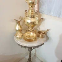 سرویس سماور برنجی با میز برنجی