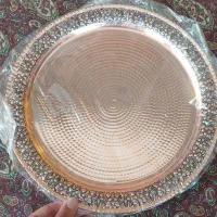 سینی مسی رز قطر ۳۵ سانتی متری قرمز و کروم