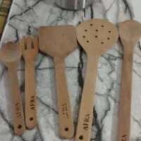 کفگیر چوبی با لیوان استیل