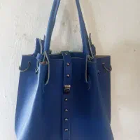 کیف زنانه چرمی مجلسی آبی کاربنی