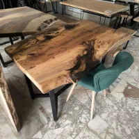 میز نهارخوری روستیک چهار نفره چوب چنار و فلز