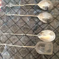 ۲جفت قاشق سرو قدیمی روکش نقره