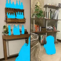کتابخانه شلف استند دکوری،میزبار چوب اصل دستساز
