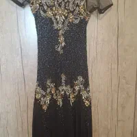 پیراهن مجلسی مشکی کارشده