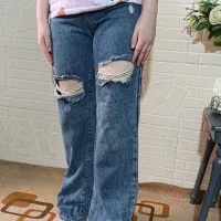 شلوار لی بگ مام پارچه ای زنانه دخترانه دونه ای ۳۰۰