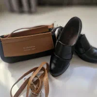 ست کفش و کیف زرشکی و مشکی کرمی
