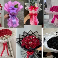 گوشی نو ( دسته گل رز روبانی مخملی)