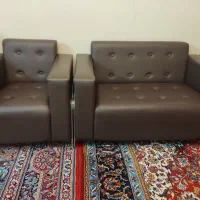 نیم ست چرم بامیز وسط و4عدد عسلی