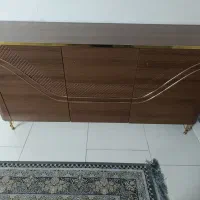 آیینه کنسول قهوه ای سه درب
