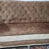 یک دست مبل هفت نفره رنگ کرم قهوه ای