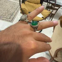 انگشتر نقره تراکم بالا بانگین عقیق یمن و شرف شمس