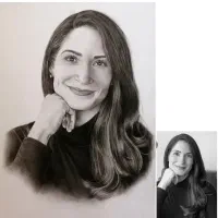 طراحی چهره سیاه قلم و پاستل