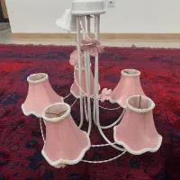 لوستر پنج شاخه صورتی و گلبهی