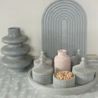 ست تزئینی سنگ مصنوعی وملاقه چوبی و لوستر آشپزخانه