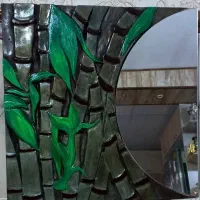 منبت کاری روی چوب طرح بامبو و اینه(کار دست)