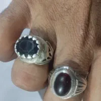 دو عدد انگشتر یاقوت سرخ و عقیق سرخ قدیمی