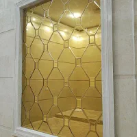 آینه پازلی لوزی طلایی پازل دکوراتیو