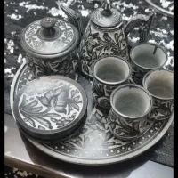 ست قوری و فنجان سنگی قلم کاری اصل