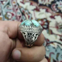 انگشتر فیروزه وتسبیح یسرنقره کوب با فیروزه ومرجان