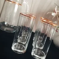 پارچ ولیوان لبه طلایی ظروف کریستال