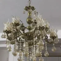 لوستر برنج در حد نو با چراغ