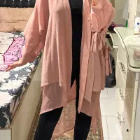 مانتو صورتی کالباسی مدل کیمونو