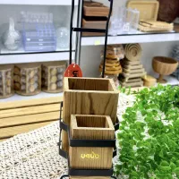جا قاشق آویز سینک چوبی