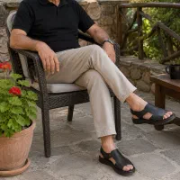 صندل پشت بندار چرم طبیعی